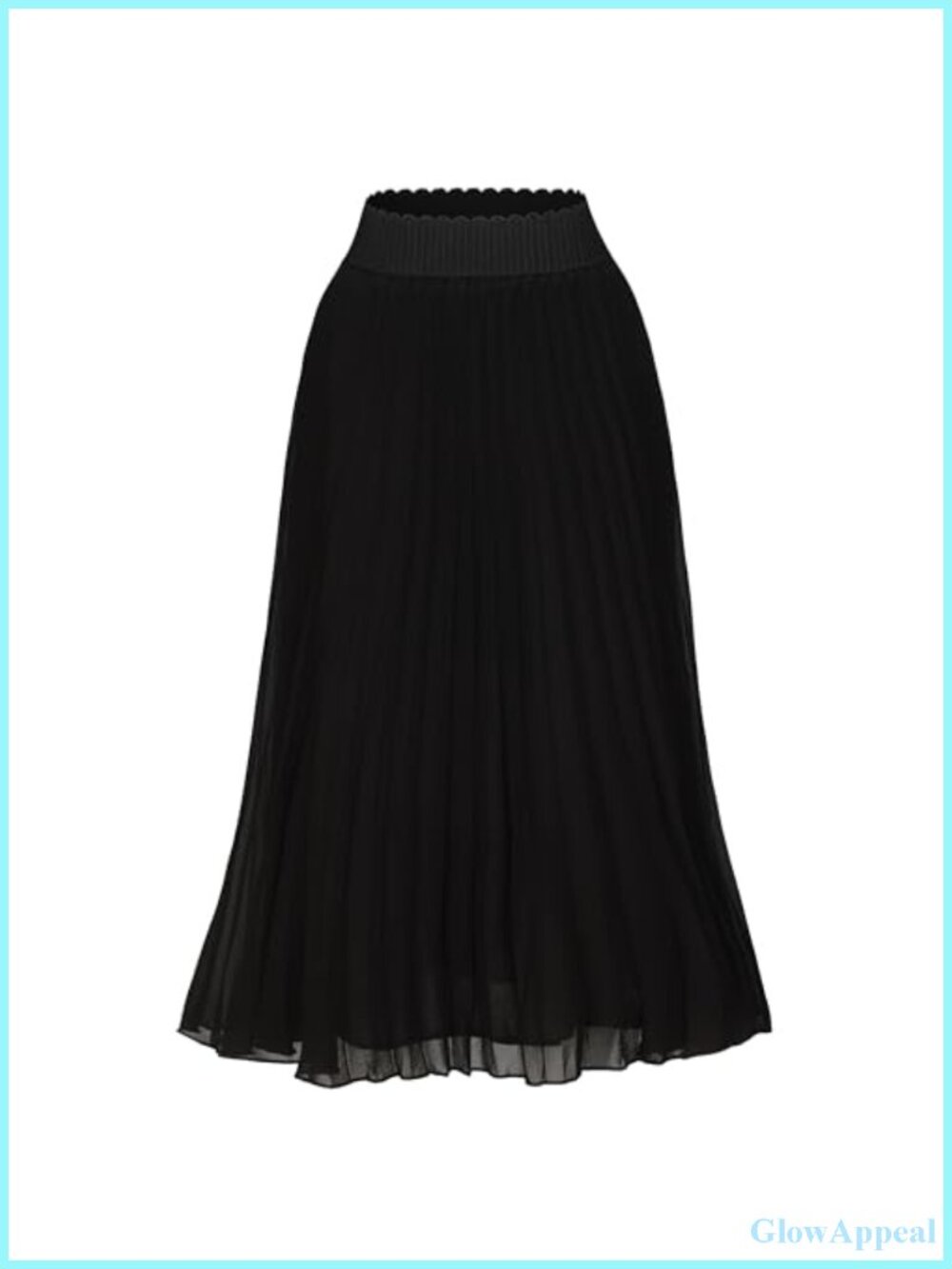 Women's Pleated A-Line Midi Skirt High Waist Elastic Flowy Swing Skirt